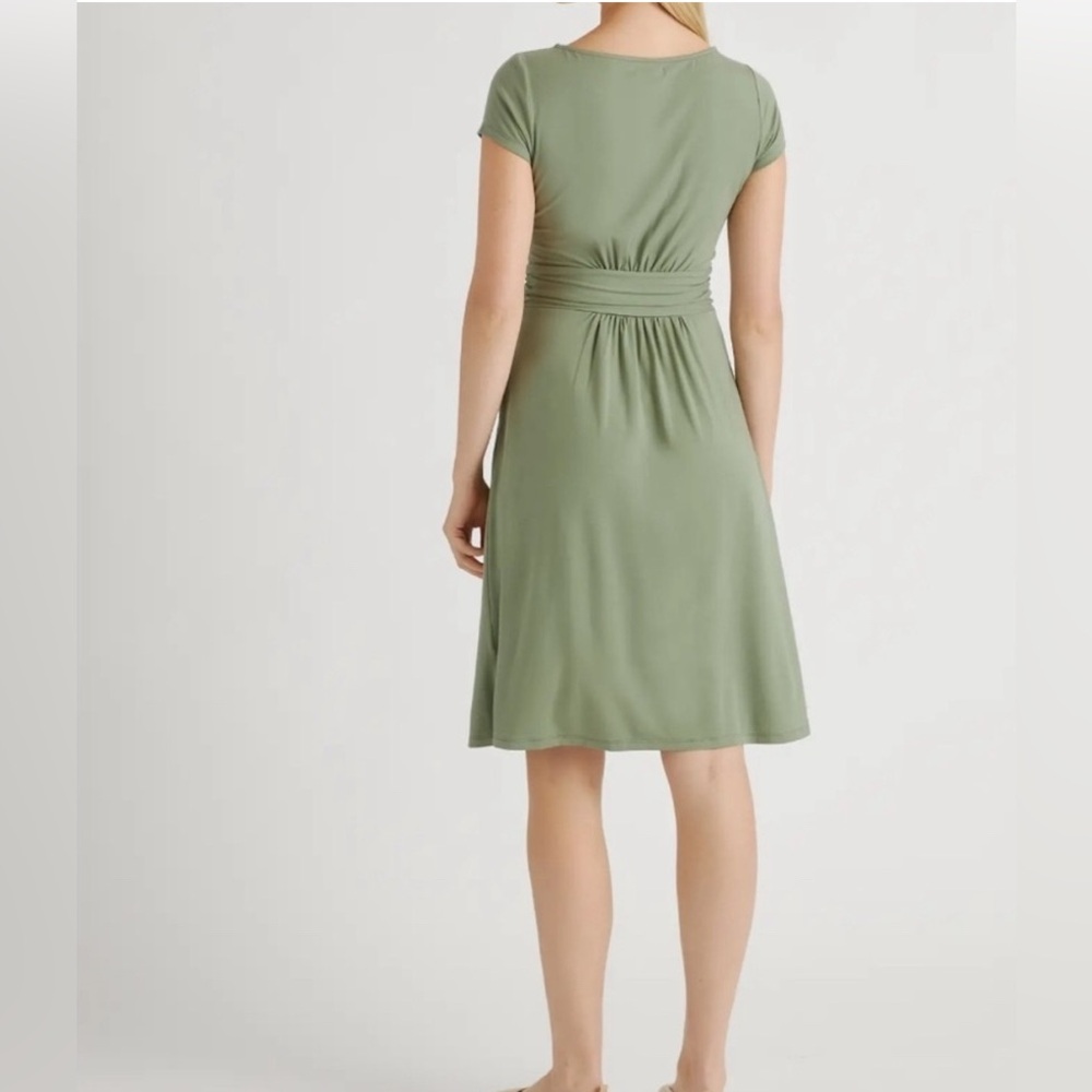 Quince Tencel Jersey Ruched Waist Dress Sage Green Size Small - Picture 2 of 11